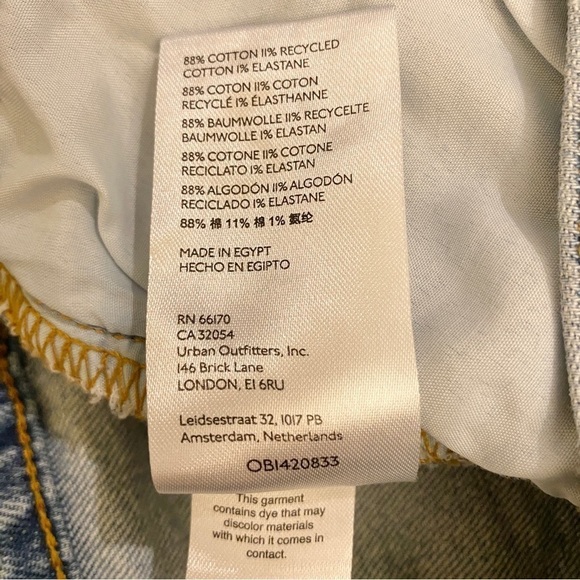 BDG 31 (US 12) Urban Outfitters High Rise Slim Straight Jeans Stretch Distressed - Picture 12 of 16